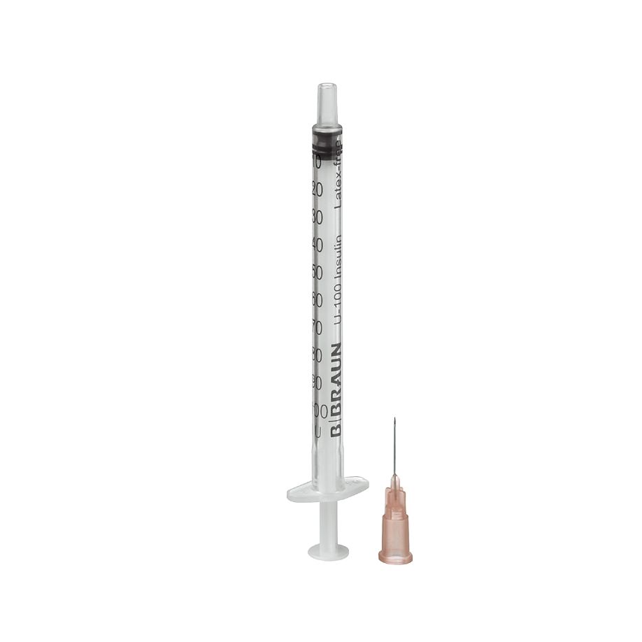 Omnifix 100 Duo 1ml, U-100-Insulin, m. Kanüle 0,45x12mm/ G 26x1/2", 100 Stck.