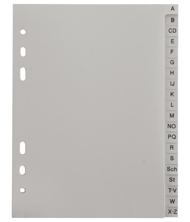 Kunststoffregister A-Z, A4, grau, 20-teilig, 1 Stck.