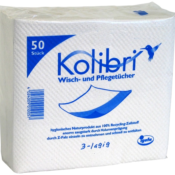 Kolibri Wisch- u. Pflegetuch 40x36cm, 3-lagig, 20x50 Tücher