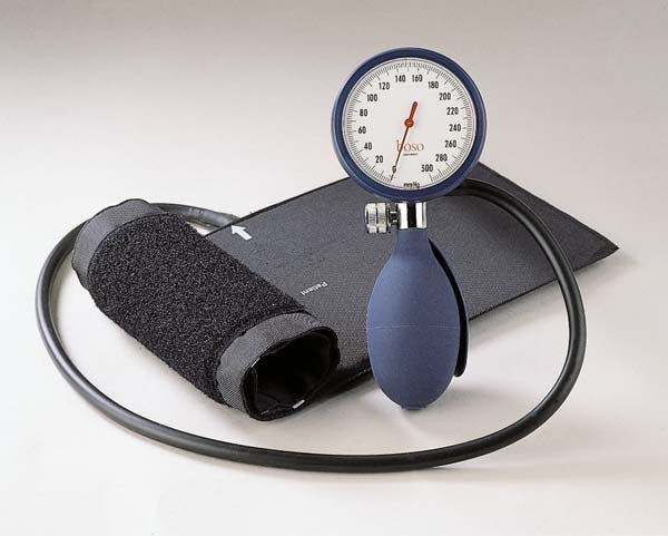 Boso Clinicus I Blutdruckmesser Ø 60mm, Einschlauch, Klettmanschette f. starke Arme, blau, 1 Stck.