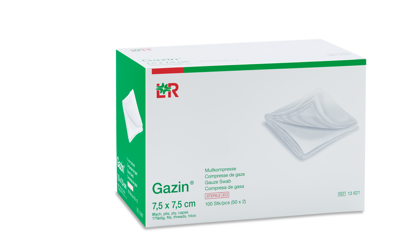 Gazin Kompressen 7,5x7,5cm, 8-fach, steril, 50x2 Stck., PZN 03449054