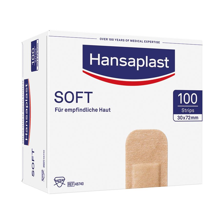Hansaplast Soft Strips 30x72mm, 100 Stck., PZN 00757950