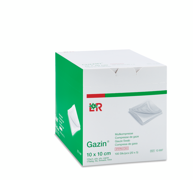 Gazin Kompressen 10x10cm, 12-fach, steril, 20x5 Stck., PZN 08788921