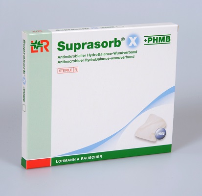Suprasorb X + PHMB Kompresse 5x5cm, steril, 4 Stck.