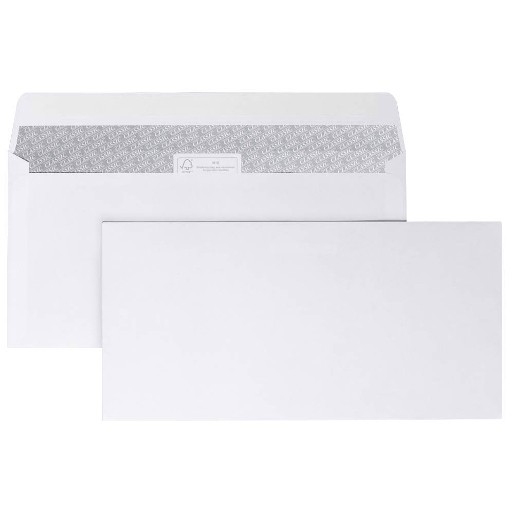 Briefumschläge DIN lang, 110x220mm, ohne Fenster, selbstklebend, 1000 Stck.