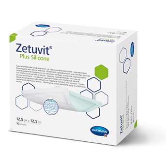 Zetuvit Plus Silicone 12,5x12,5cm, steril, 10 Stck., PZN 13231853