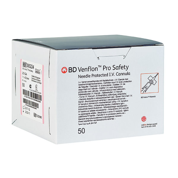 BD Venflon Pro Safety Venenverweilkatheter 0,9x25mm, 22G, blau, 50 Stck., PZN 11123935