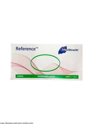 Meditrade GmbH Reference Untersuchungshandschuhe Gr. M, gepudert, Latex, unsteril, 100 Stck.