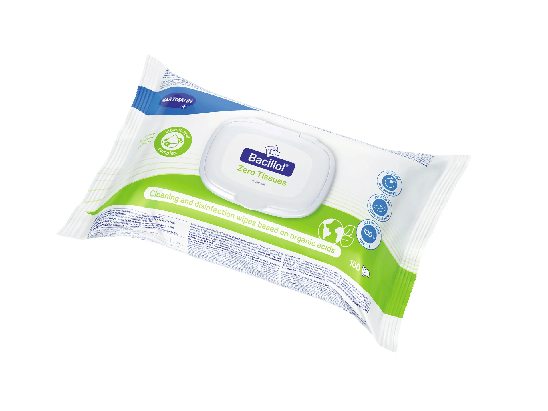 Bacillol Zero Tissues Schnell-Desinfektionstücher, Flowpack, 100 Stck.